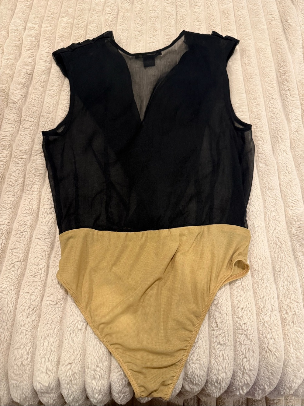 Sheer Black and Tan women’s Bodysuit - Picture 2 of 3